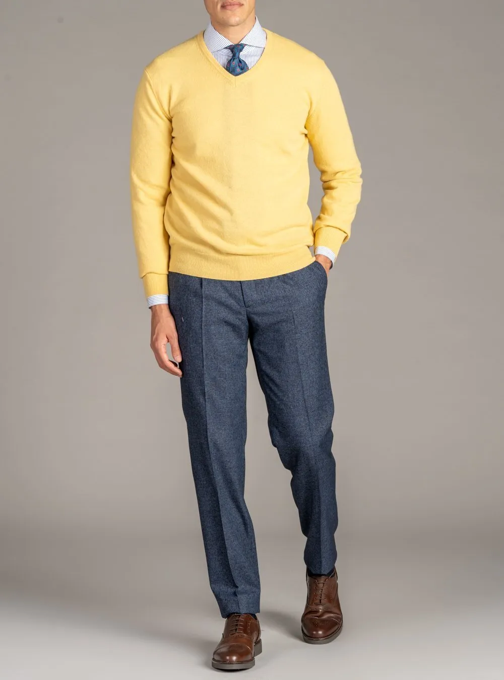 Maglia Scollo a V in Lana Cashmere - Dark