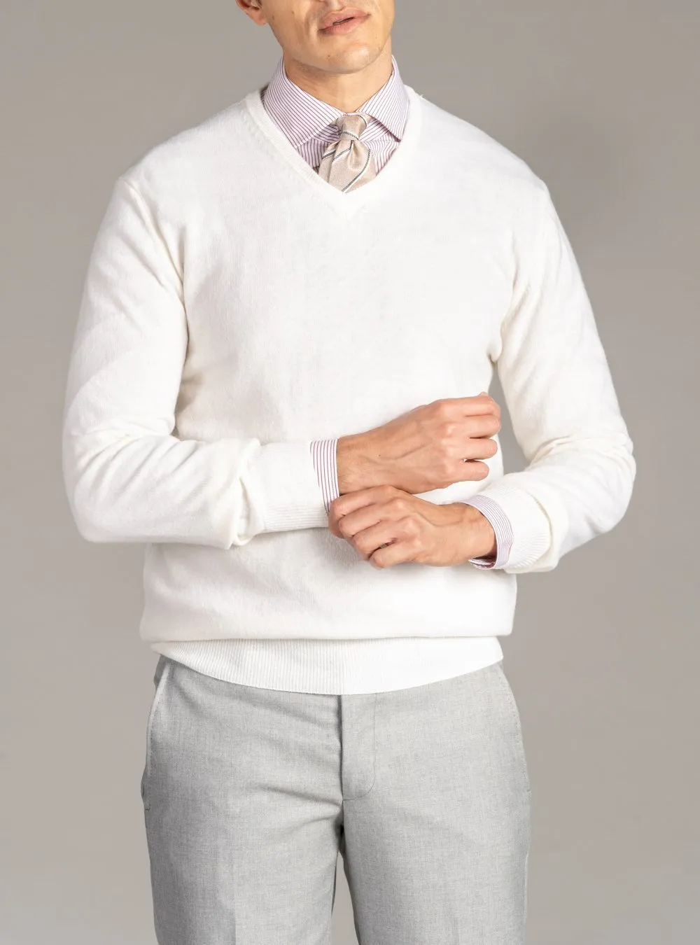 Maglia Scollo a V in Lana Cashmere - Dark
