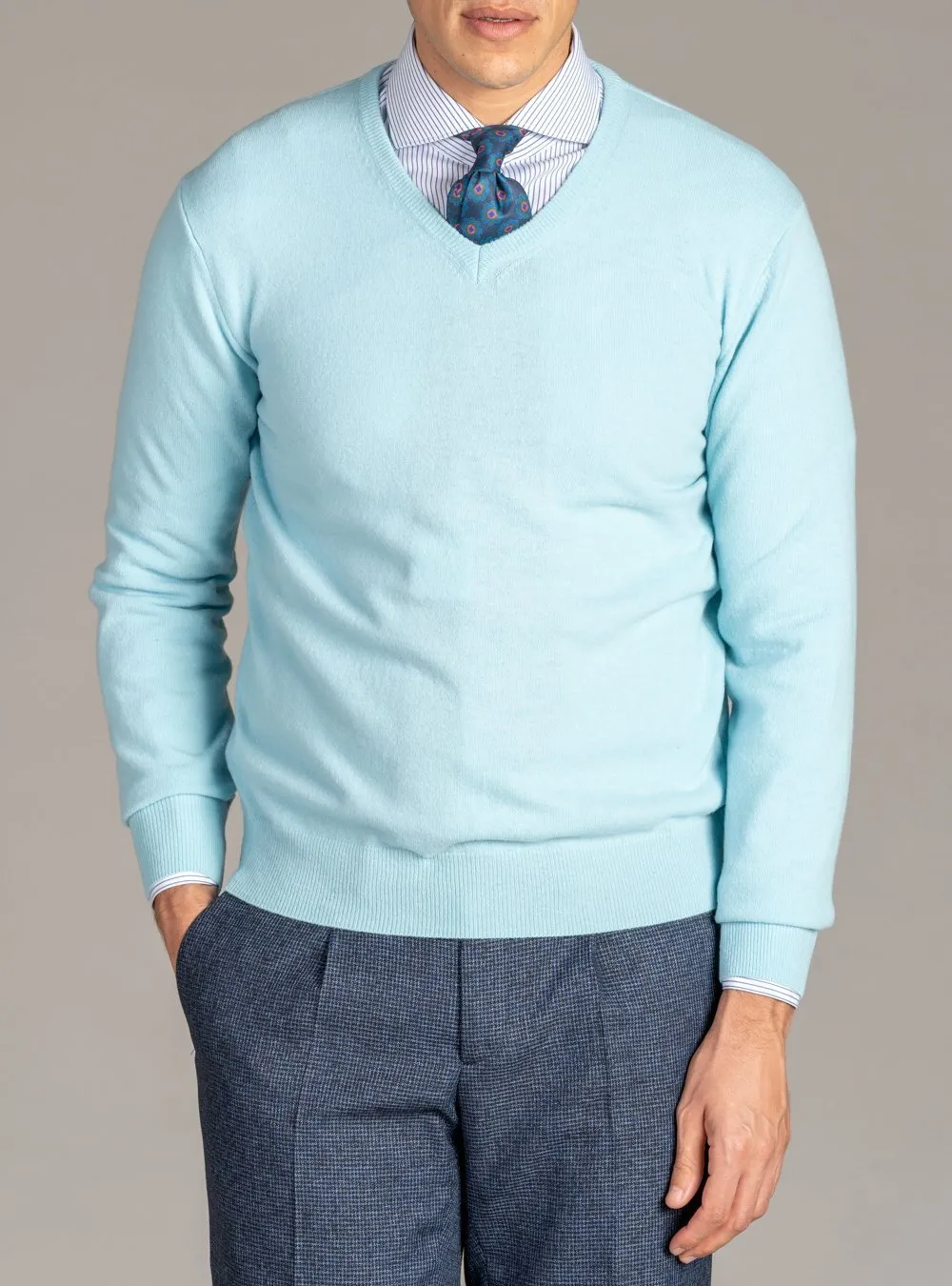 Maglia Scollo a V in Lana Cashmere - Dark