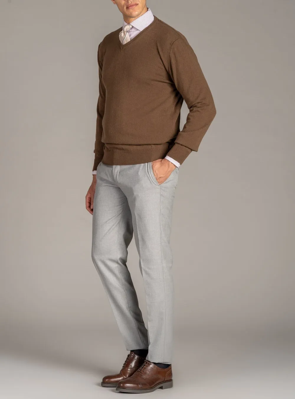 Maglia Scollo a V in Lana Cashmere - Dark