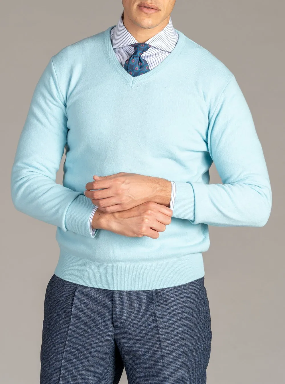 Maglia Scollo a V in Lana Cashmere - Dark