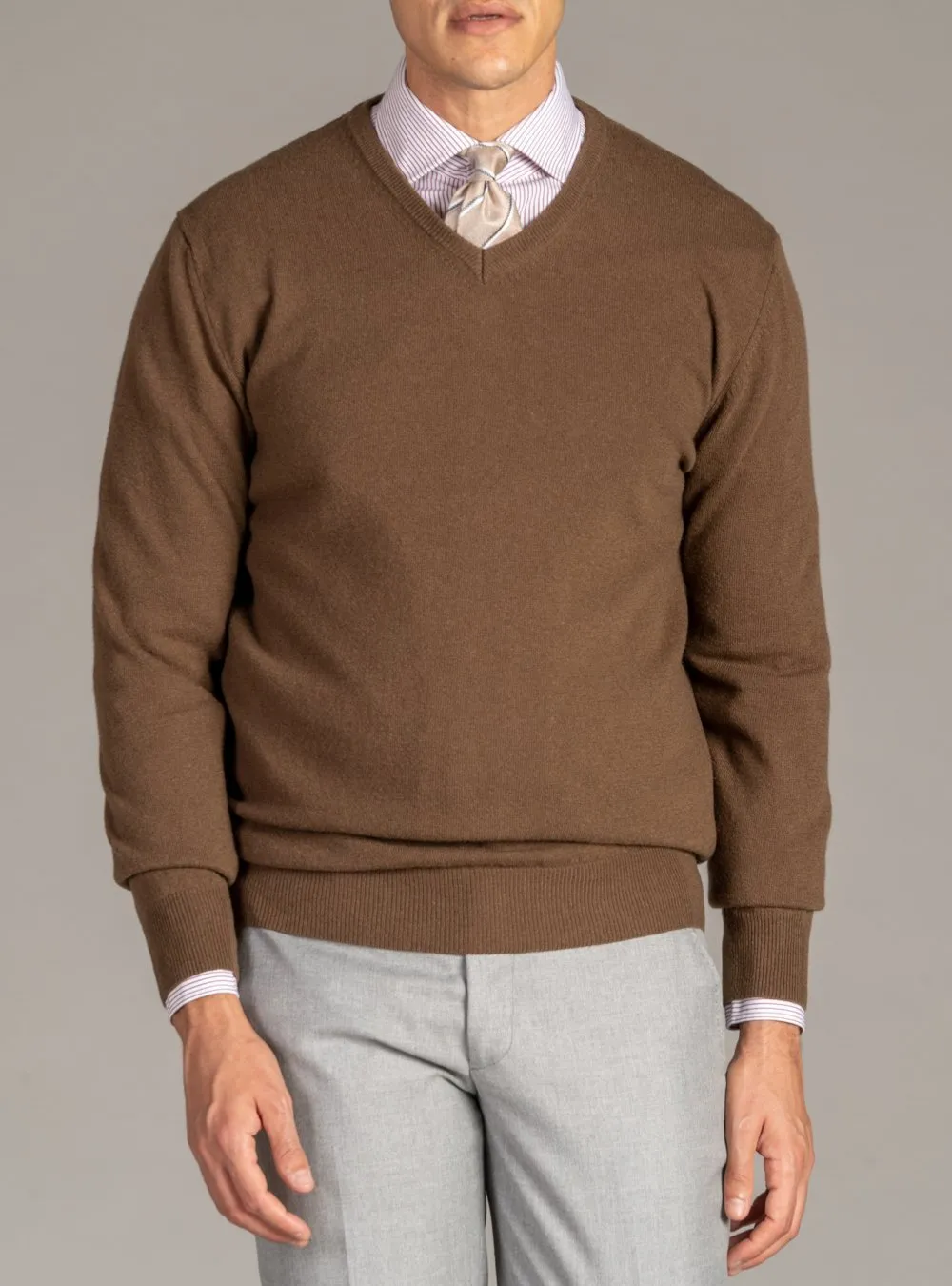 Maglia Scollo a V in Lana Cashmere - Dark
