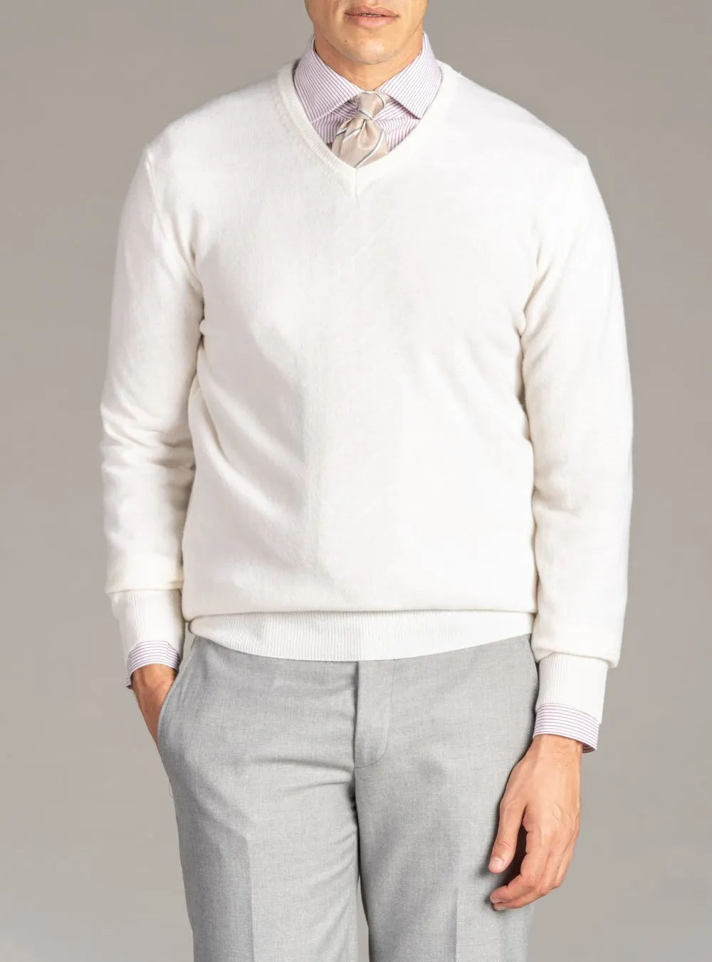 Maglia Scollo a V in Lana Cashmere - Dark