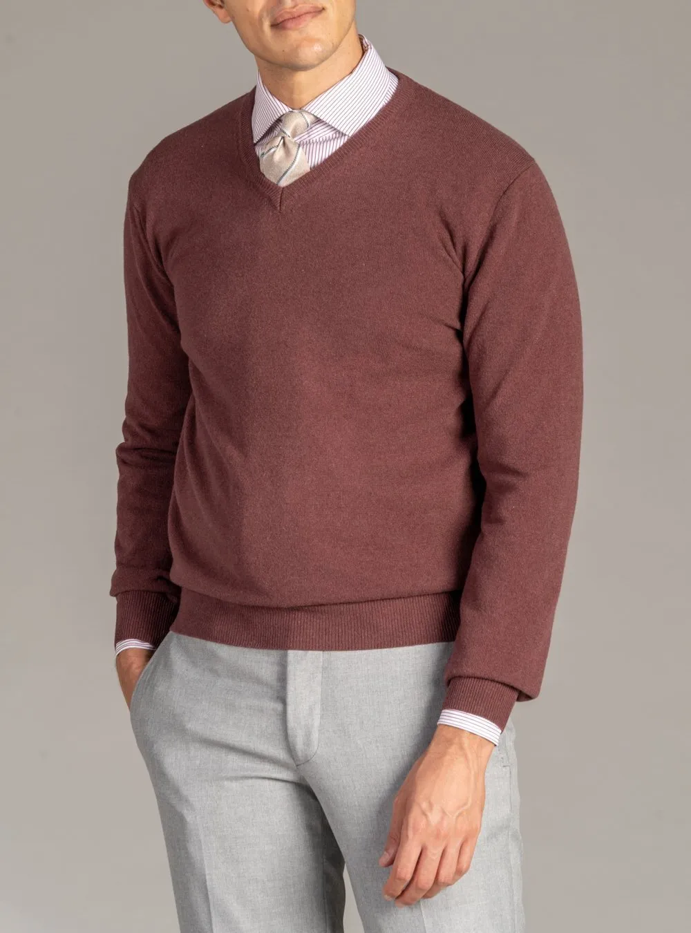Maglia Scollo a V in Lana Cashmere - Dark