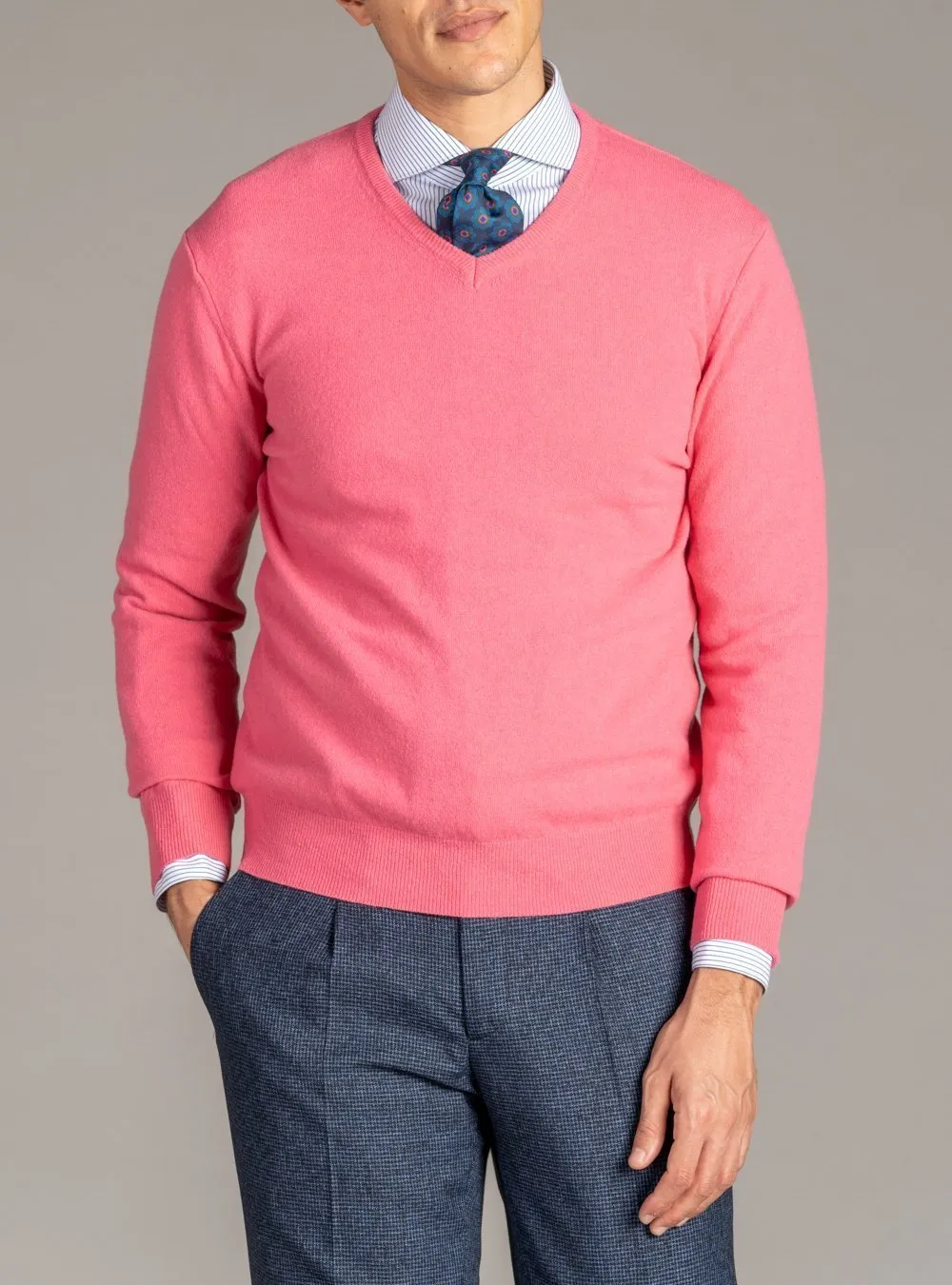Maglia Scollo a V in Lana Cashmere - Dark