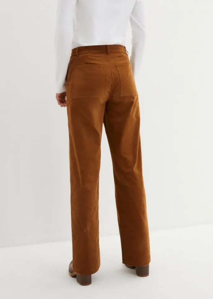Marlene style corduroy trousers made of organic cotton Bpc Bonprix Collection, brown