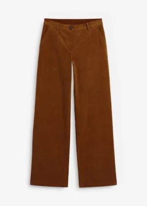 Marlene style corduroy trousers made of organic cotton Bpc Bonprix Collection, brown