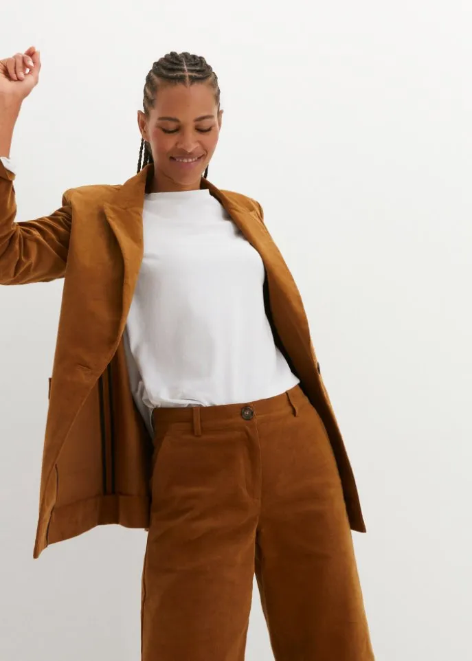 Marlene style corduroy trousers made of organic cotton Bpc Bonprix Collection, brown