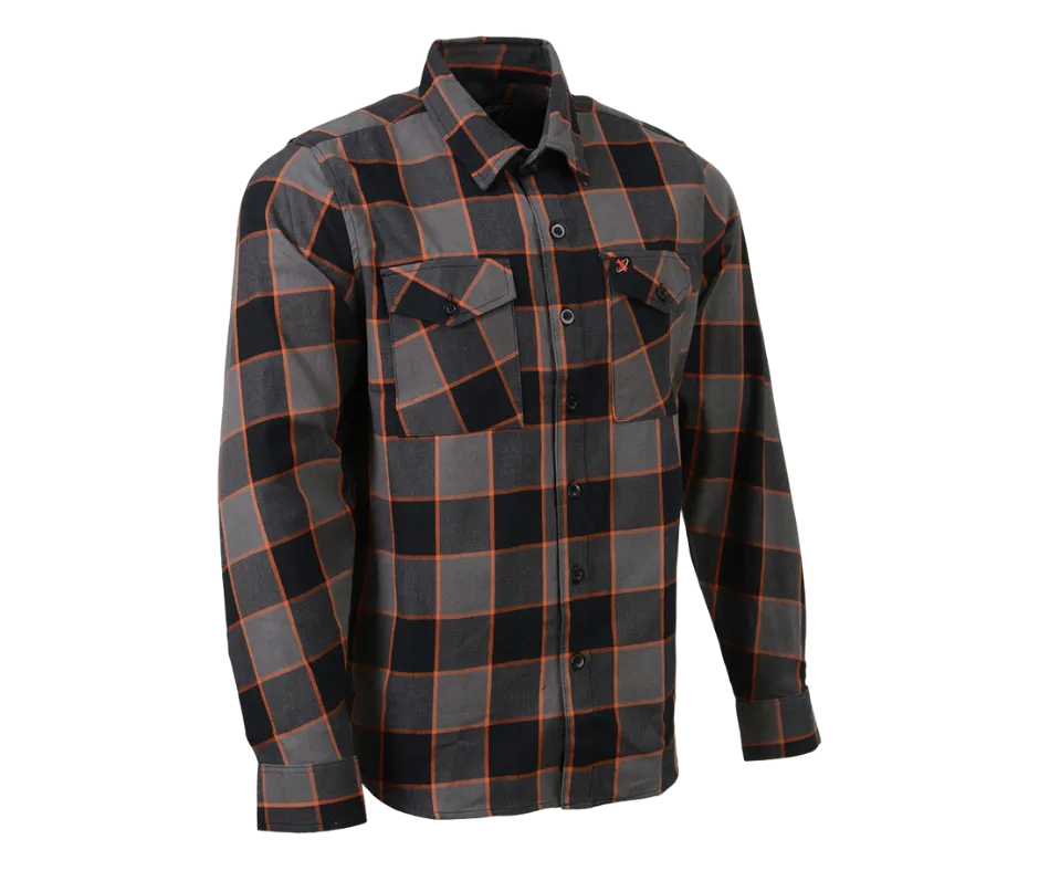Milwaukee Plaid Orange/Gray/Black Flannel Shirt