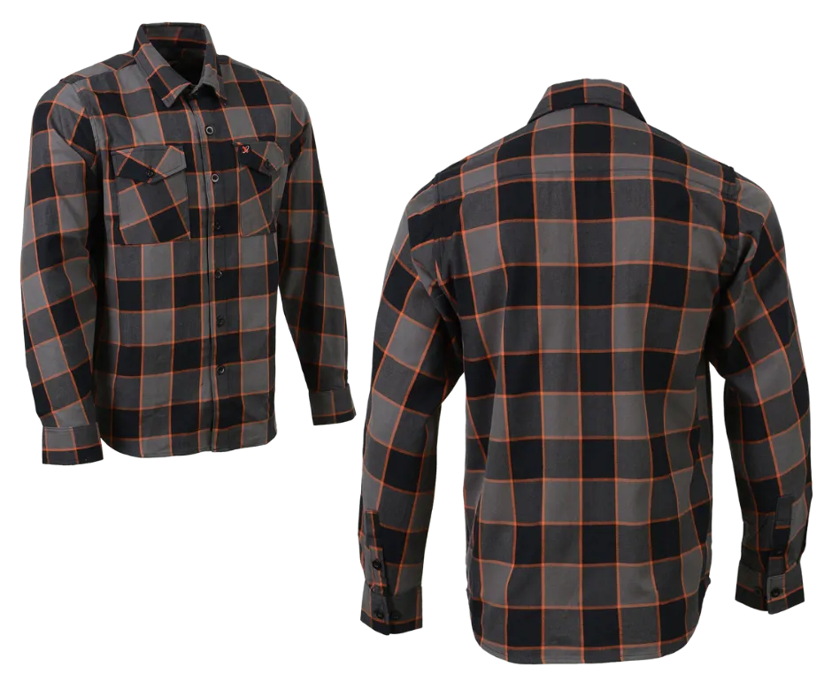 Milwaukee Plaid Orange/Gray/Black Flannel Shirt