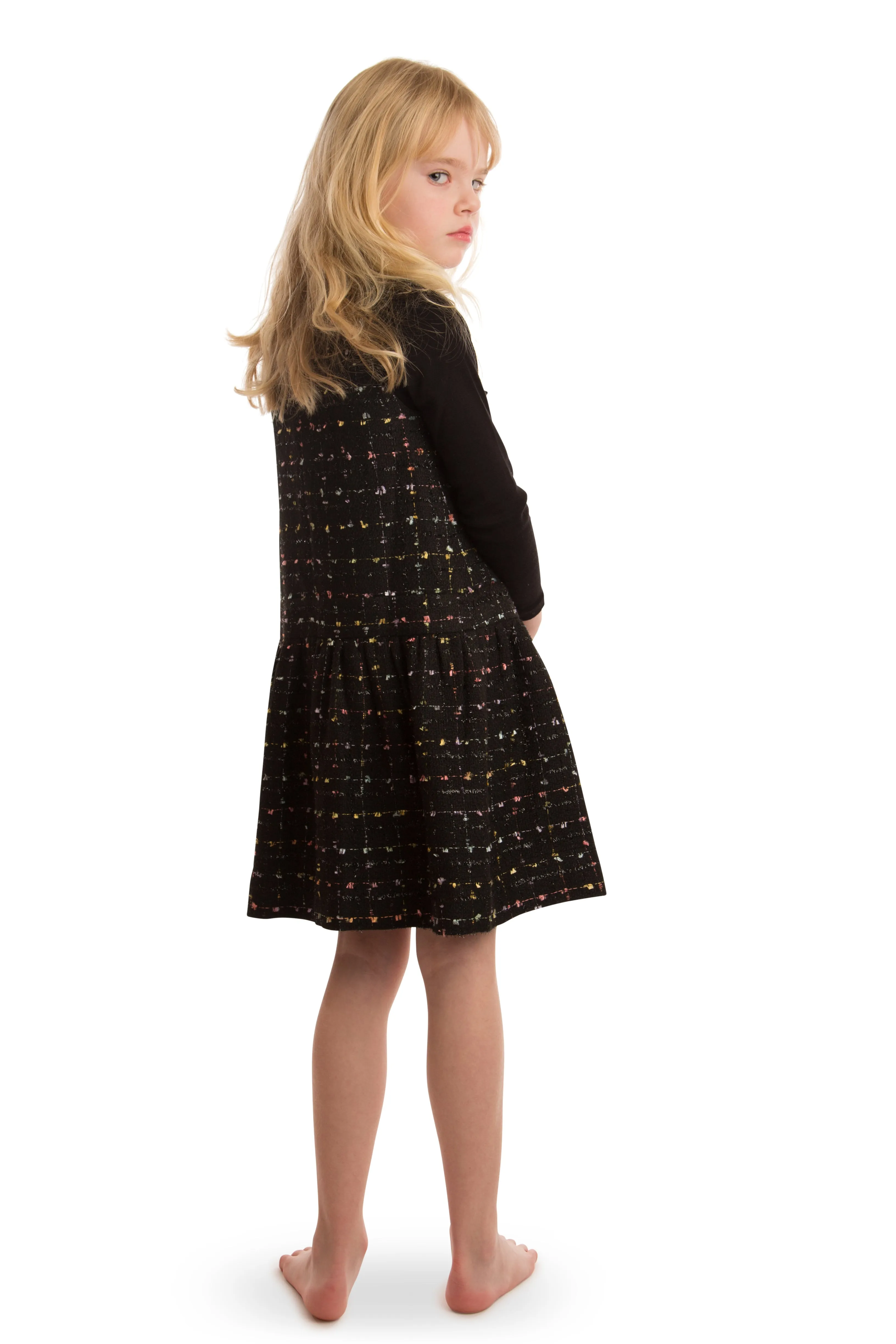 Multicolor Tweed Dress with Bow
