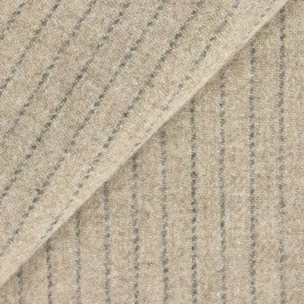 Oatmeal Heather and Grey Stripe Fat Quarter Yard, Felted Mill Dyed Wool Fabric
