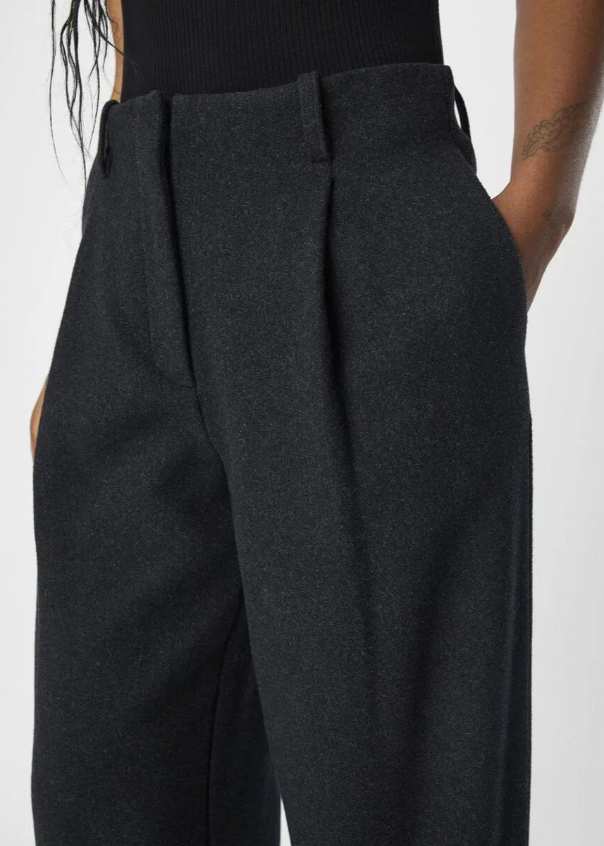 OBJMEGHAN BARREL LEG HW PANTS | DARK GREY MELANGE