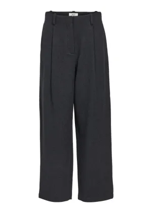 OBJMEGHAN BARREL LEG HW PANTS | DARK GREY MELANGE