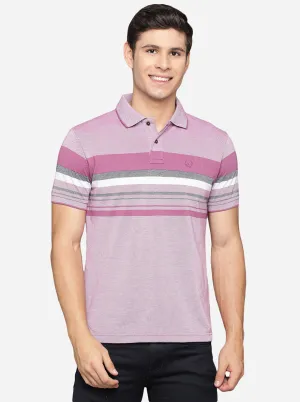 Orchid Purple Striped Slim Fit Polo T-Shirt | Greenfibre