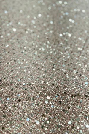 Pink Embroidered Tweed Fabric
