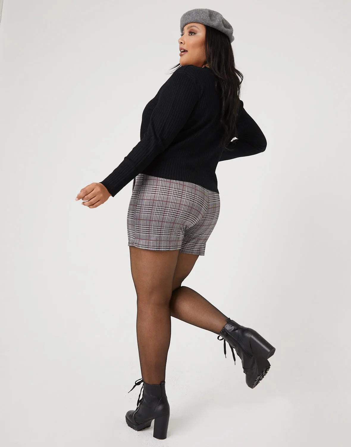 Plus Size Plaid Skort