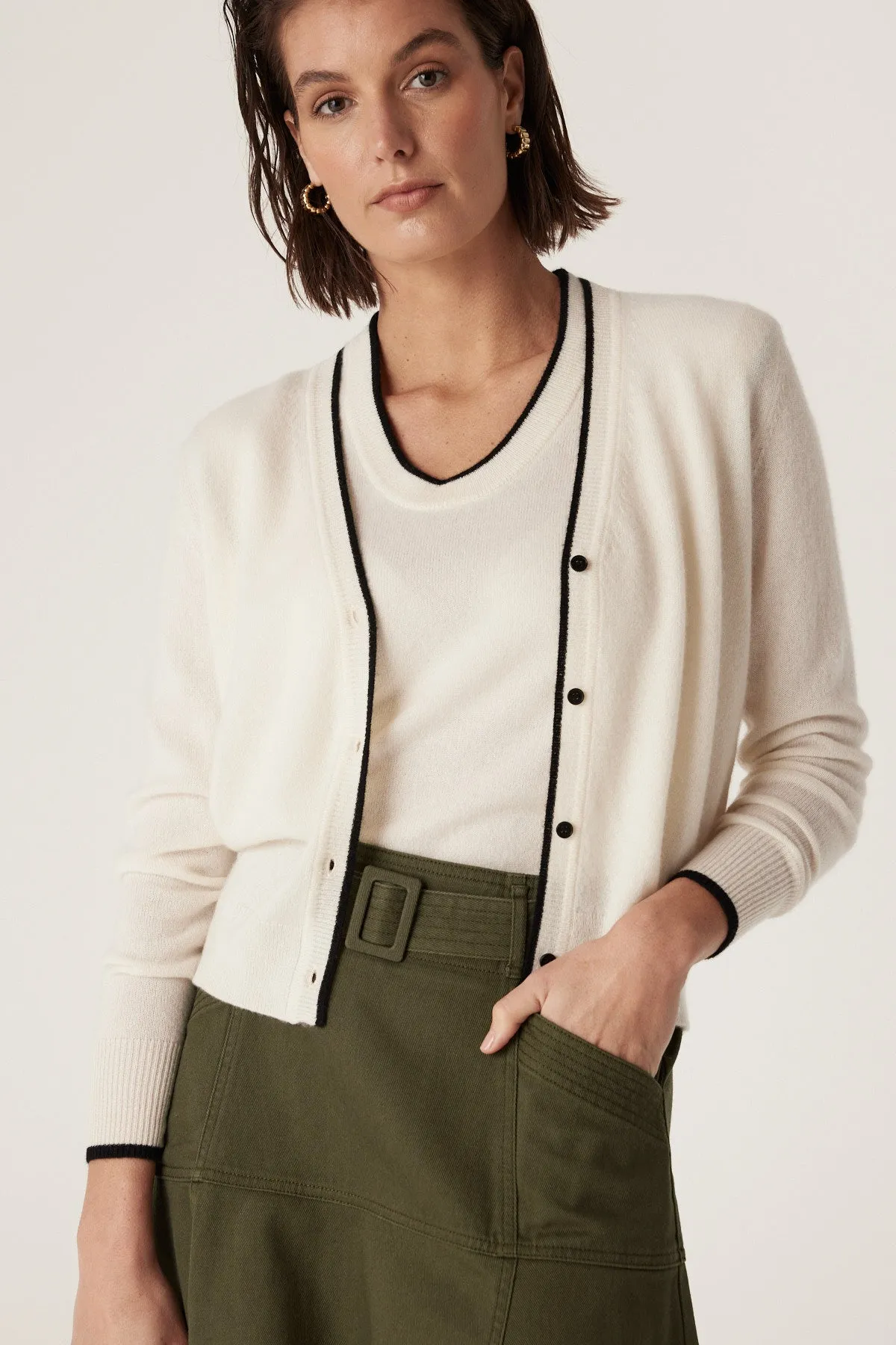 Pure Cashmere Button Cardigan - Milk