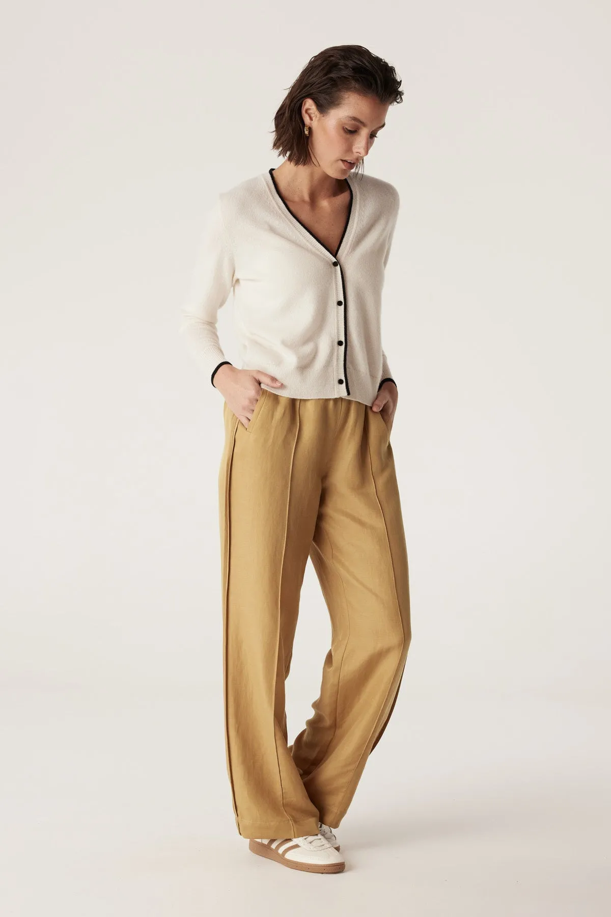 Pure Cashmere Button Cardigan - Milk