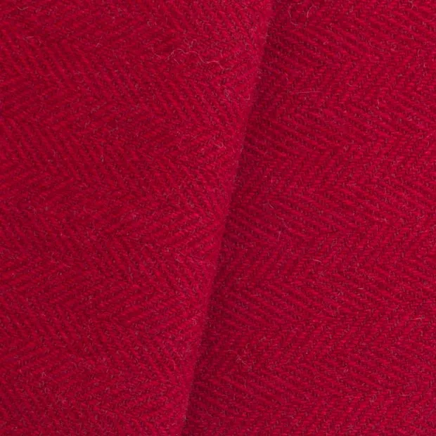 RED on RED Herringbone Mill Dyed Wool Fabric for Wool Projects
