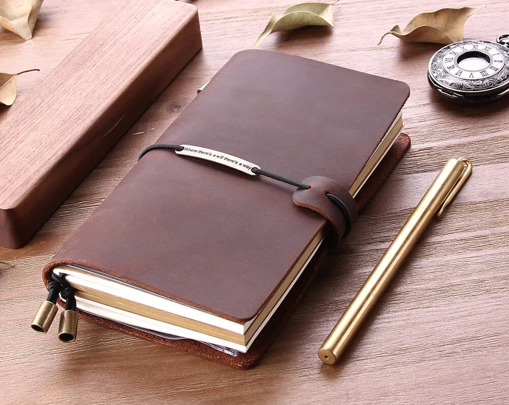 Robrasim Leather Journal Travel Notebook, Custom Handmade Leather Traveler's Notebooks