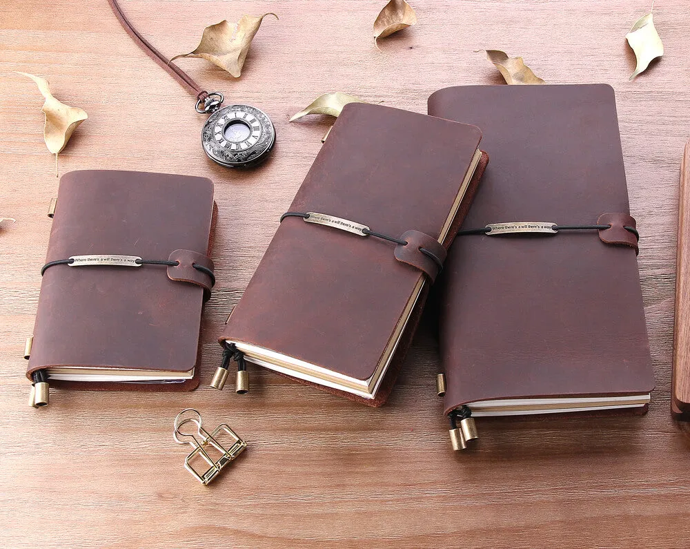 Robrasim Leather Journal Travel Notebook, Custom Handmade Leather Traveler's Notebooks