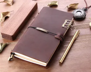 Robrasim Leather Journal Travel Notebook, Custom Handmade Leather Traveler's Notebooks