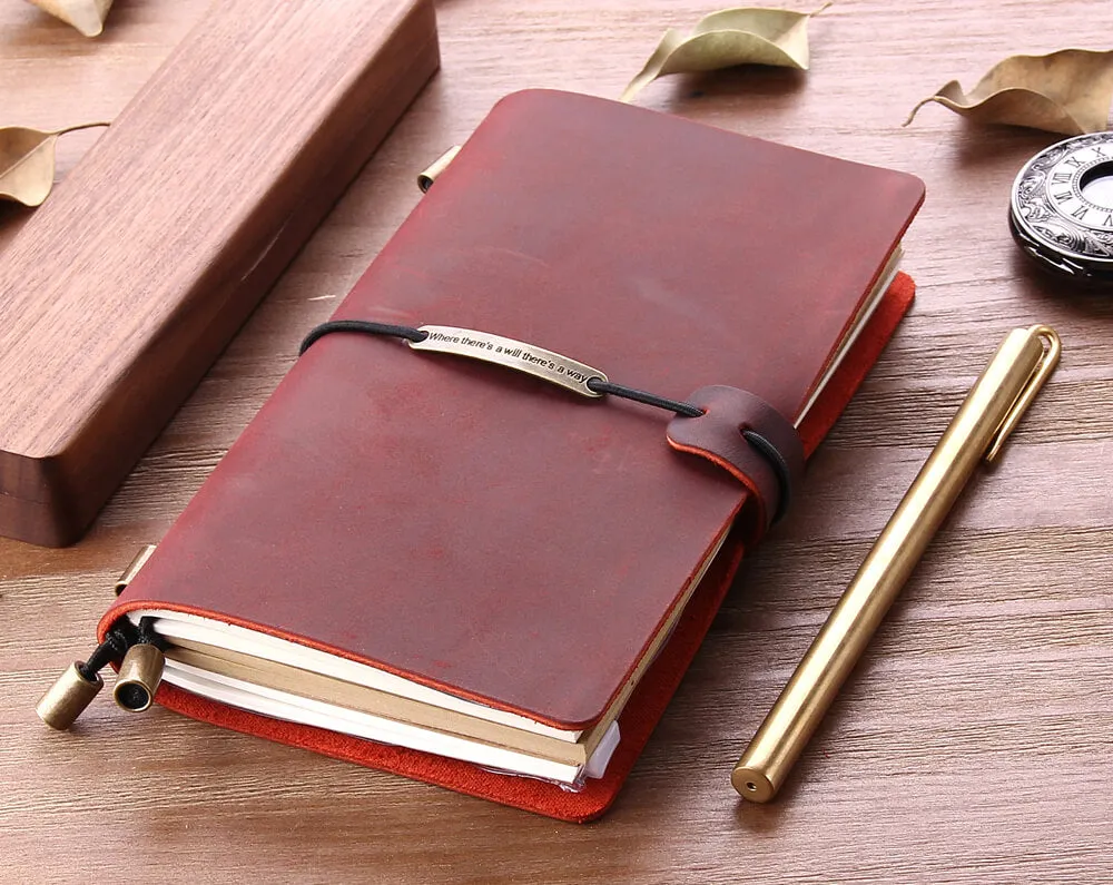 Robrasim Leather Journal Travel Notebook, Custom Handmade Leather Traveler's Notebooks