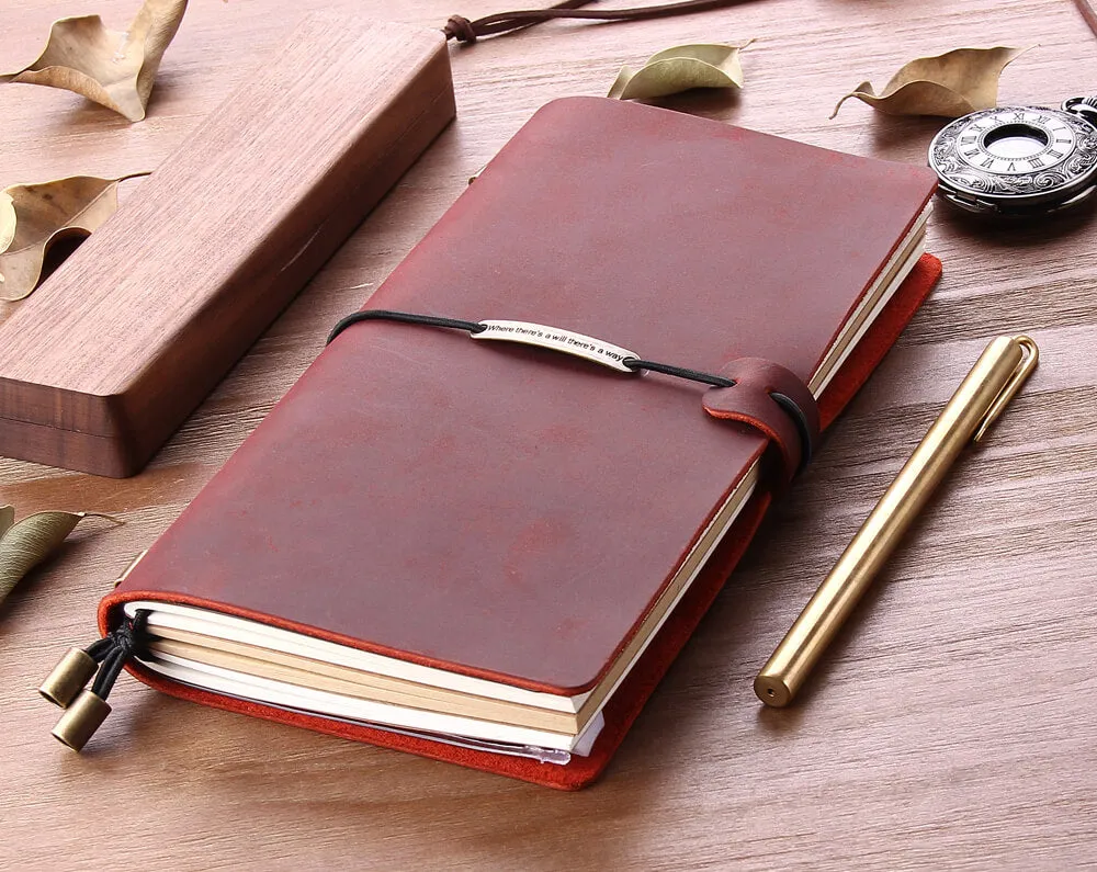 Robrasim Leather Journal Travel Notebook, Custom Handmade Leather Traveler's Notebooks