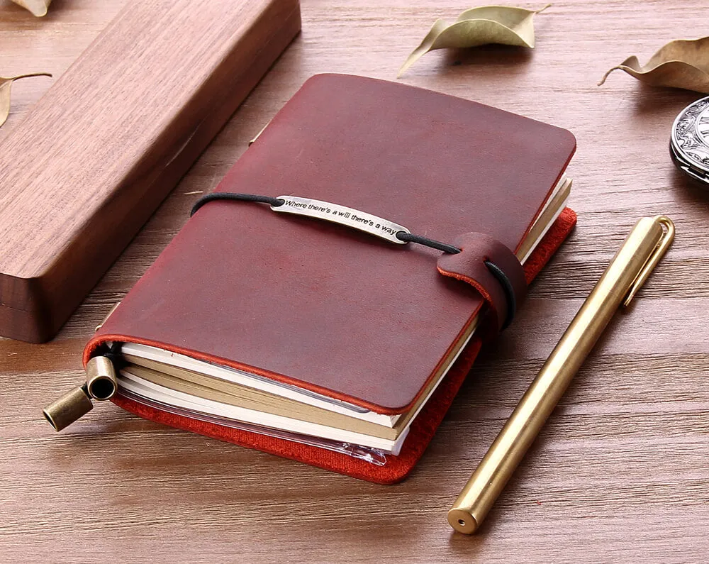 Robrasim Leather Journal Travel Notebook, Custom Handmade Leather Traveler's Notebooks
