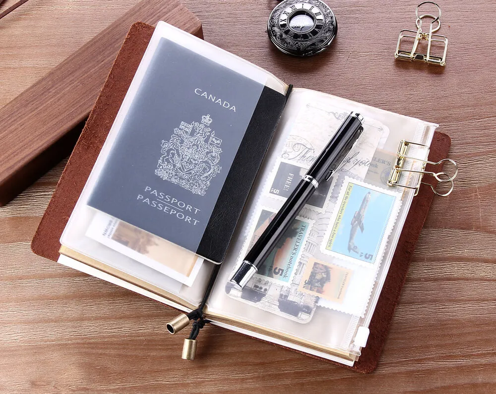 Robrasim Leather Journal Travel Notebook, Custom Handmade Leather Traveler's Notebooks