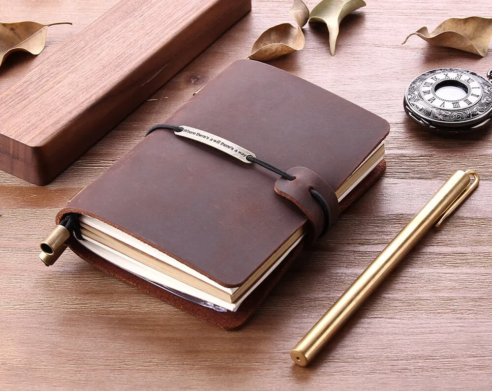 Robrasim Leather Journal Travel Notebook, Custom Handmade Leather Traveler's Notebooks