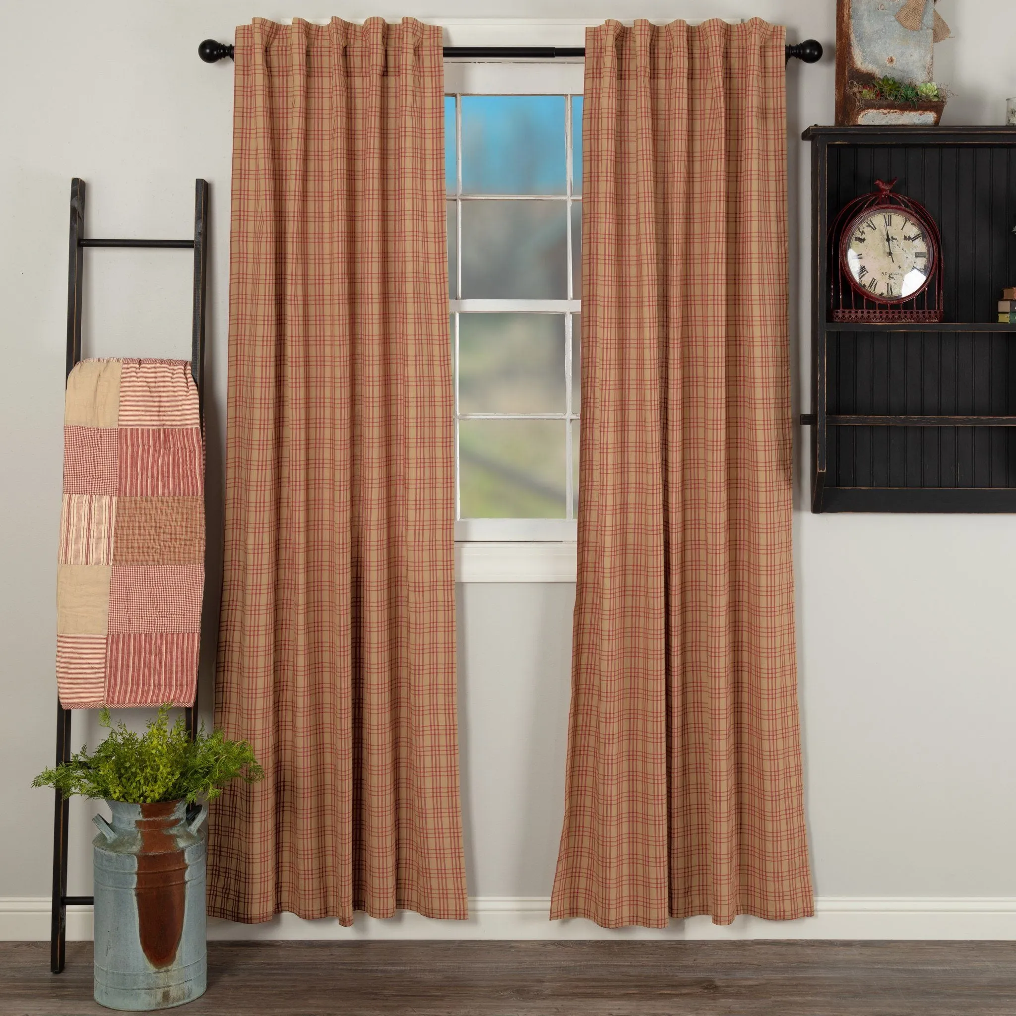 Sawyer Mill Red Plaid Lined Panel Curtains 84"