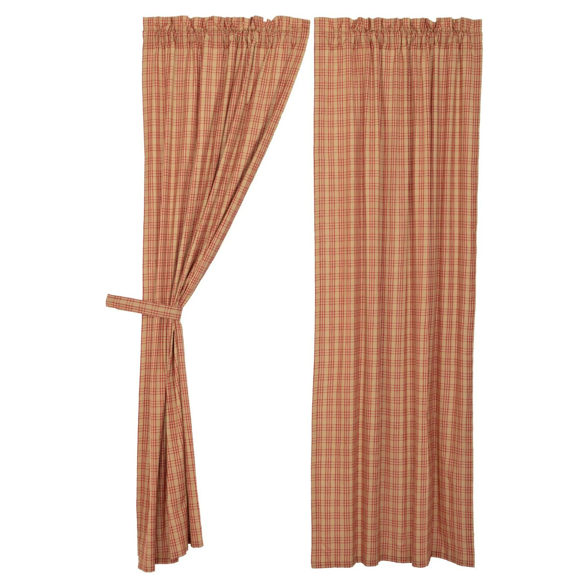 Sawyer Mill Red Plaid Lined Panel Curtains 84"