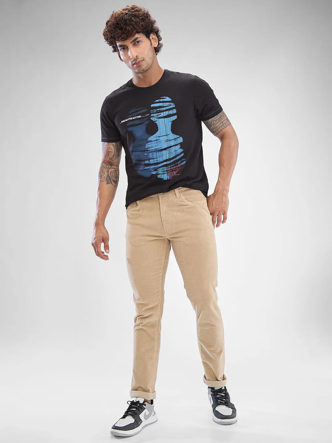 Spykar Sand Khaki Trousers For Men