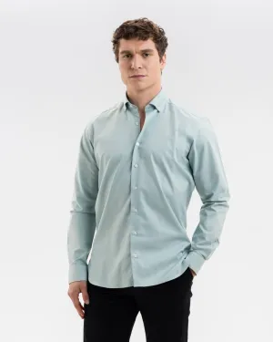 Teal Oxford with Stoned Skulls Accents Button-Down Shirt