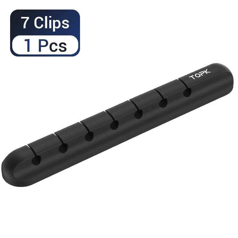 TOPK Cable Organizer Silicone USB Cable Winder Desktop Tidy Management Clips Cable Holder