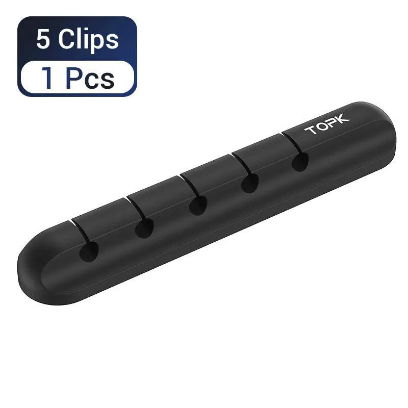 TOPK Cable Organizer Silicone USB Cable Winder Desktop Tidy Management Clips Cable Holder