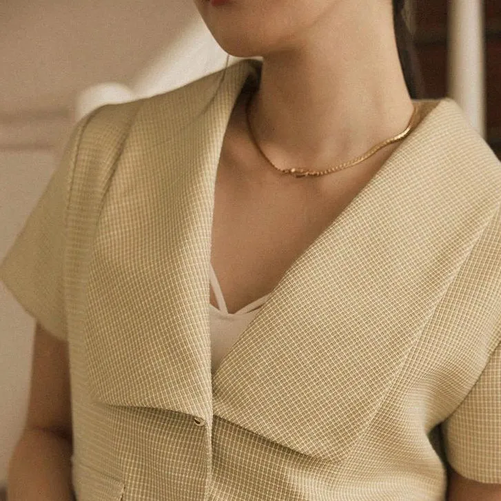 Tweed Hearts Button Collar Short Blazer Jacket Top