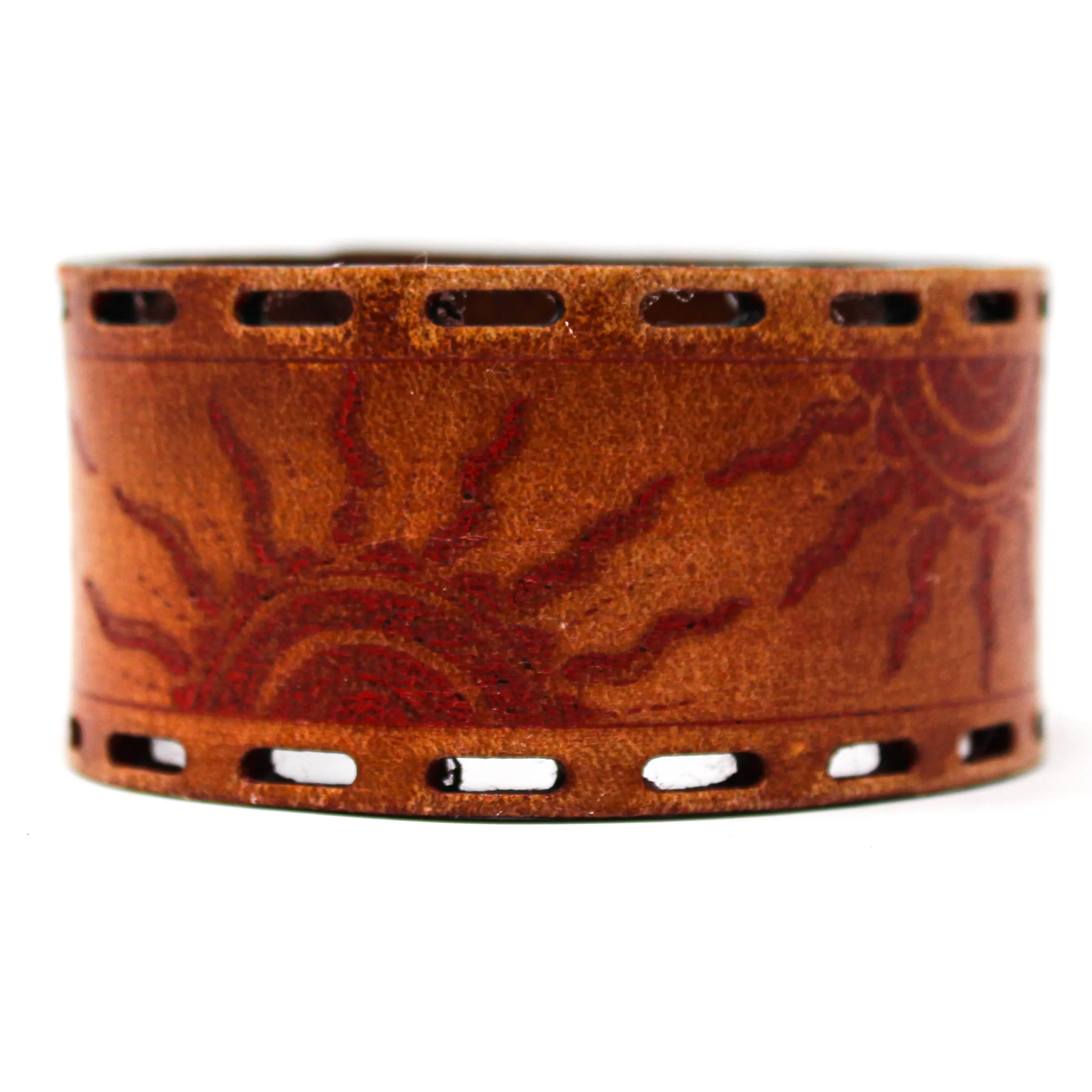 Unisex Leather Cuff - Tribal Suns Cuff