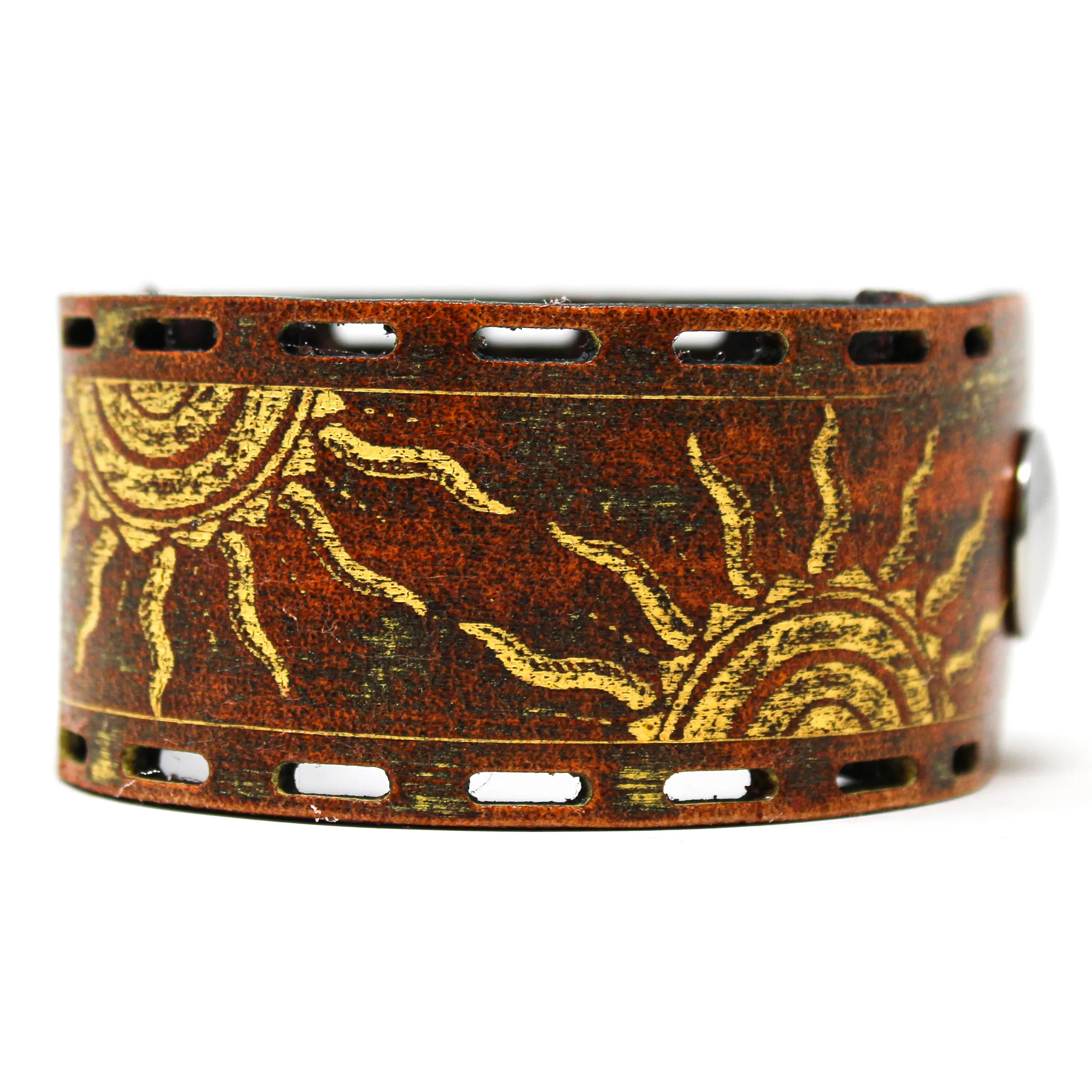 Unisex Leather Cuff - Tribal Suns Cuff