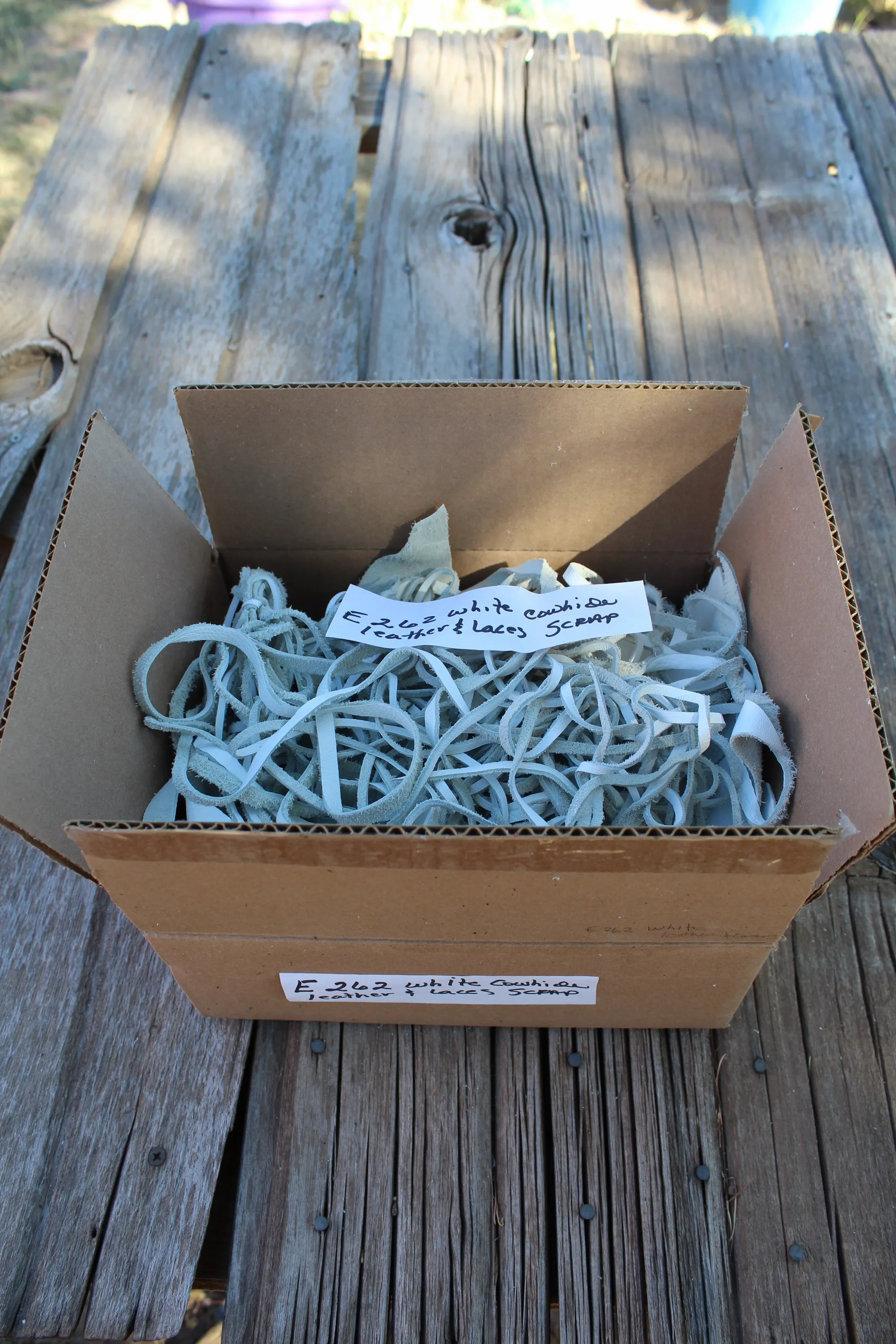 white cowhide leather scraps