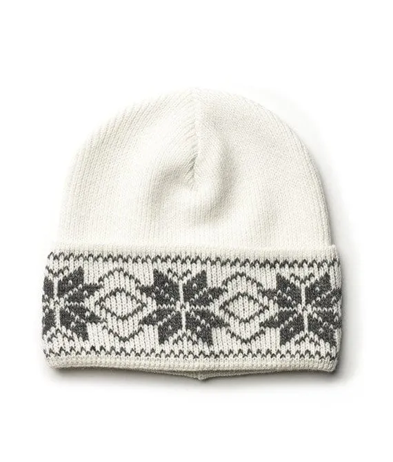 White Varma Wool Headband - Eight Petalled Rose Flower pattern