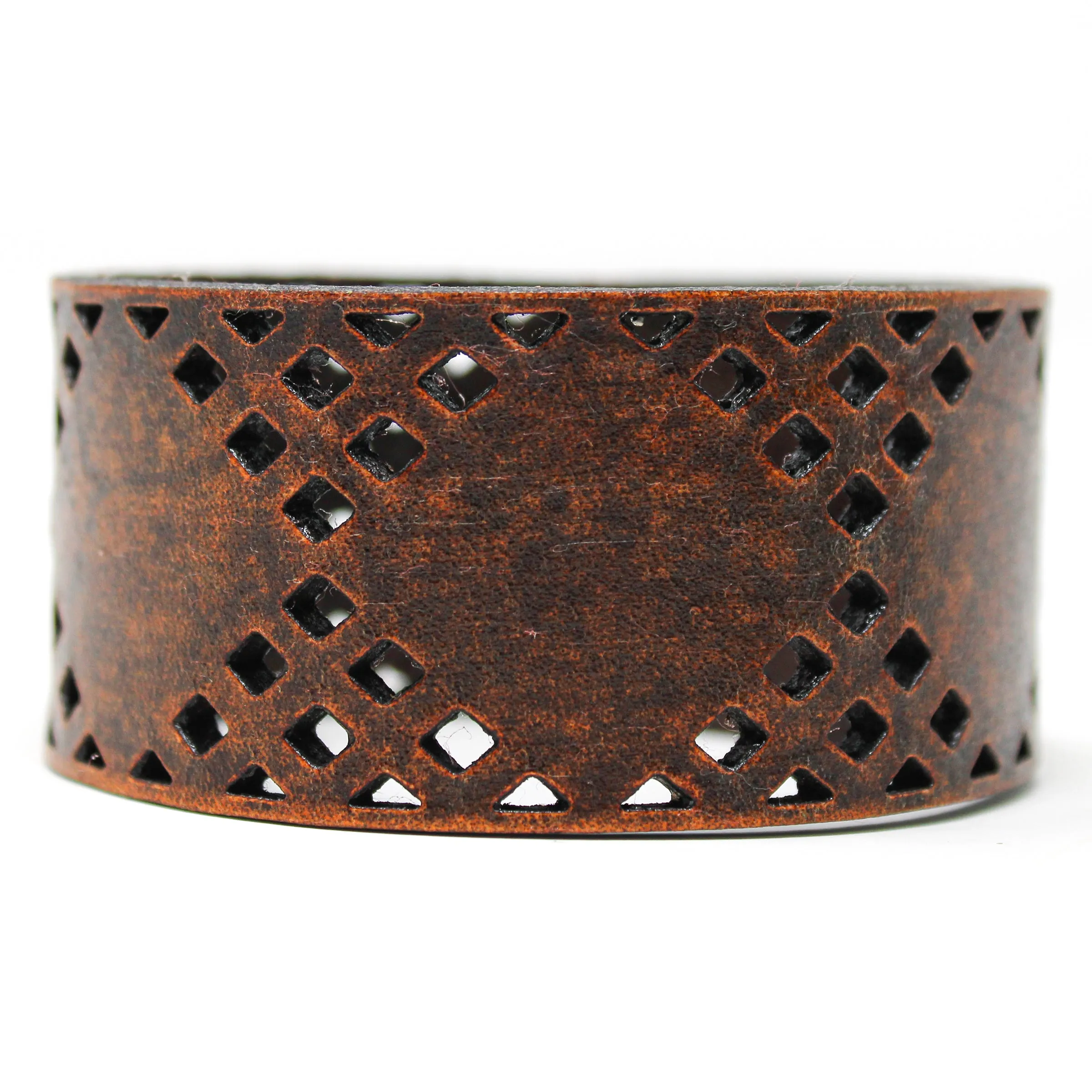 Women's Leather Cuff - Diamonds Cut Cuff