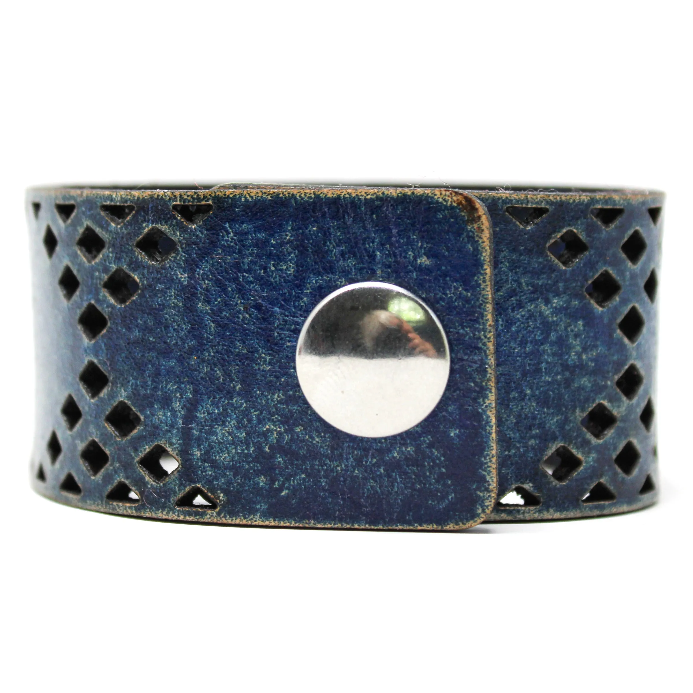 Women's Leather Cuff - Diamonds Cut Cuff