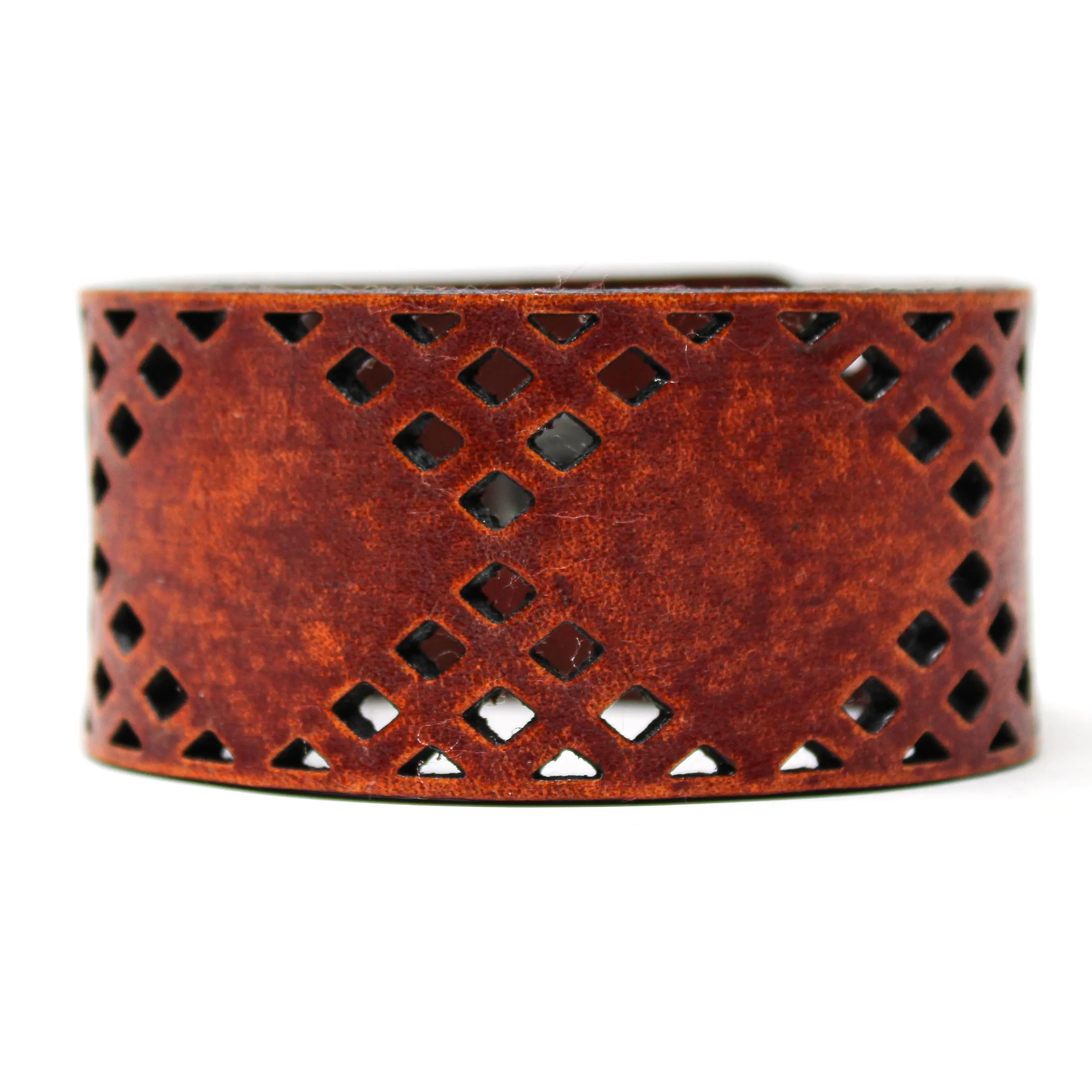 Women's Leather Cuff - Diamonds Cut Cuff