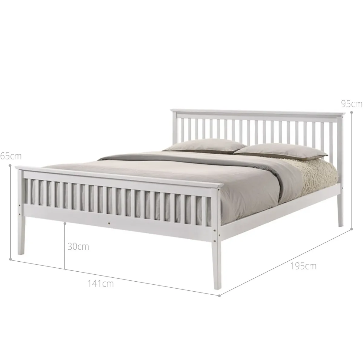 Wooden Double Bed Frame White