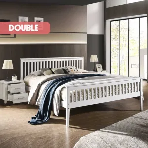 Wooden Double Bed Frame White