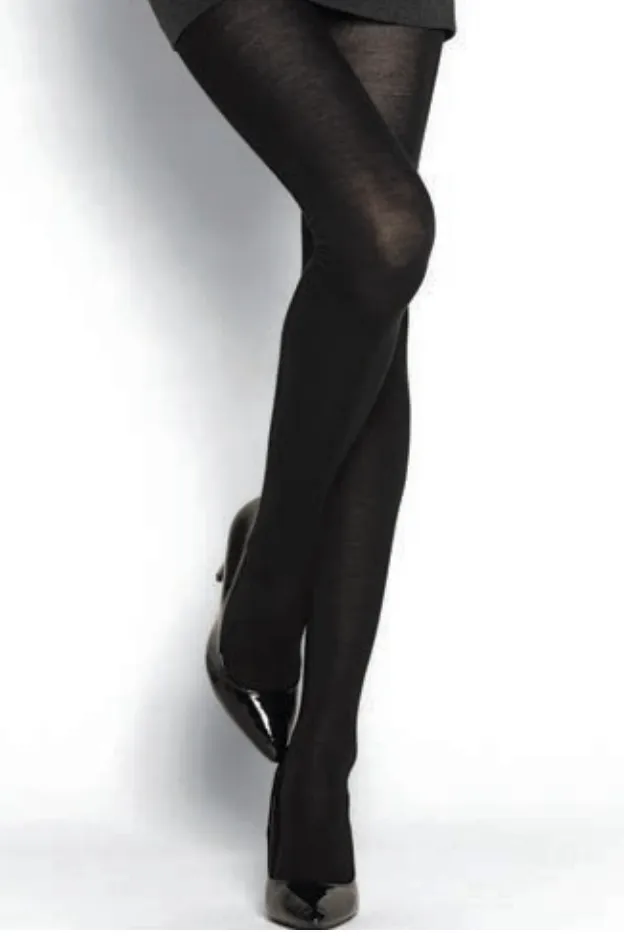 Wool / Cotton Doubleface Tights Marine